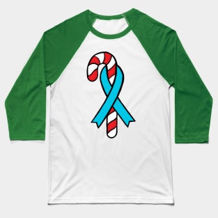 Candy cane awareness ribbon (light blue) Baseball T-Shirt